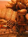 Museum display shows just how many fishing baskets one man carried around on his single bicycle while making his sales rounds around the countryside.